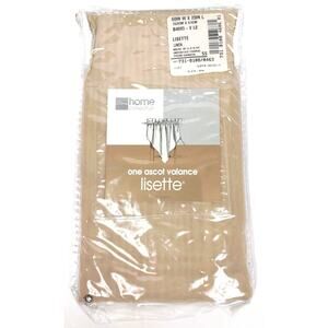 JC Penney Home Collection Lisette Ascot Valance 60" x 20" Brown Linen - NEW